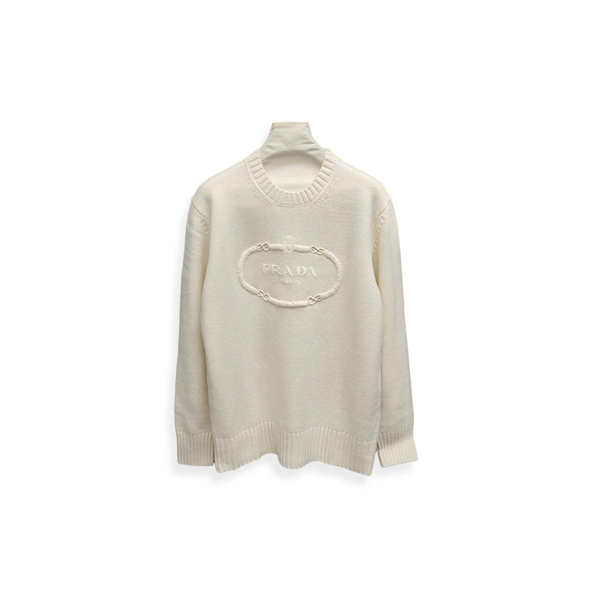 Pra*a grey wool and cashmere crew-neck sweater